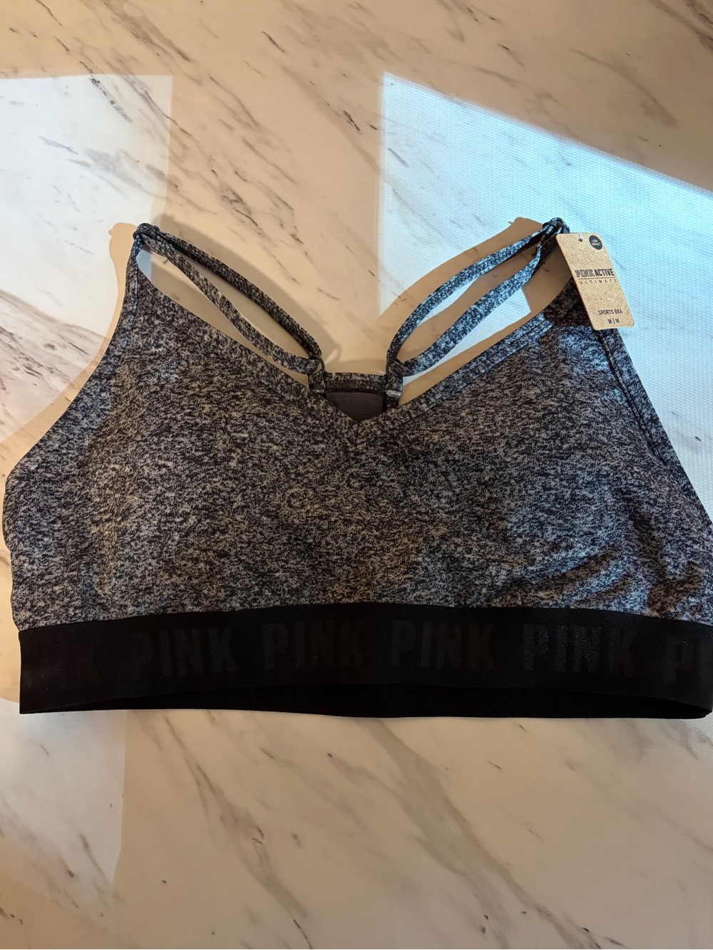 ⁠PINK Victoria Secret NWT Ultimate Lightly Lined Sports Bra Medium Heather Grey⁠